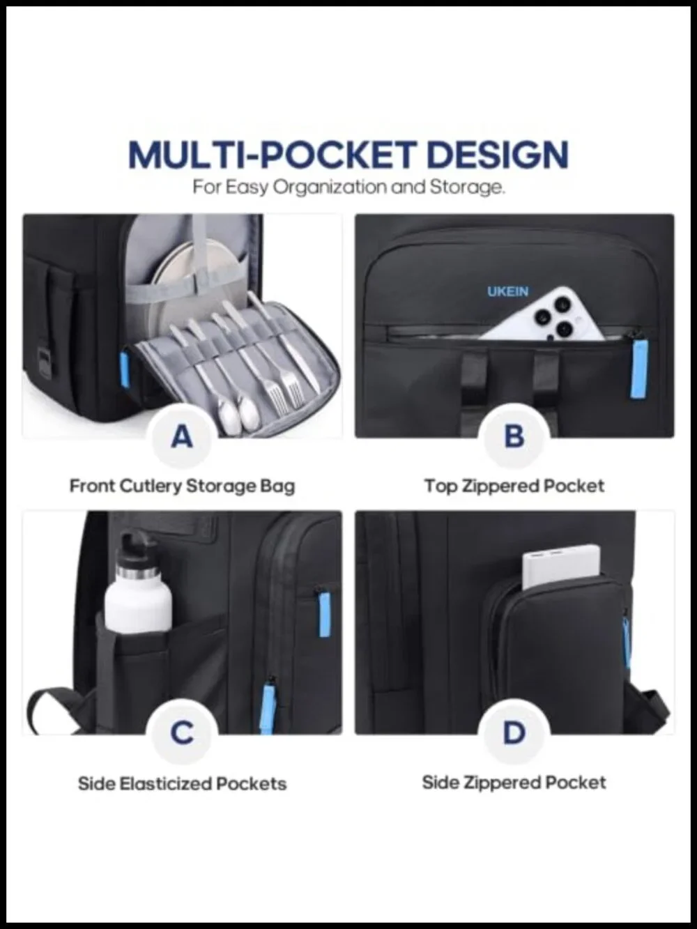 Insulated Leakproof Cooler Backpack 50 Can Double Deck Camping Hiking Picnic